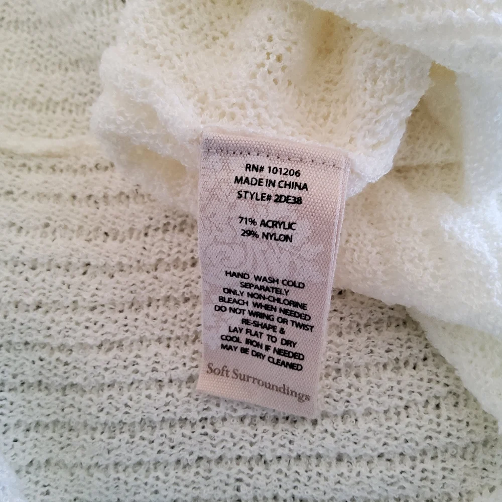 Soft Surroundings Long Pleated Open Front Cardigan Size M Cream​ NWOT - Picture 8 of 8